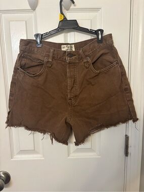 We The Free High-Rise Frayed Hem Shorts - Brown